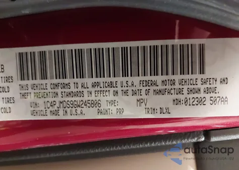 2016 Jeep Cherokee Limited z USA, uszkodzony, nr VIN 1C4PJMDS9GW245806